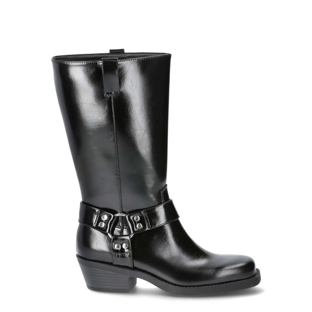 Time & Tru Women's Moto Hardware Boots Size 8.5 Biker Heel Edgy Y2K Dress